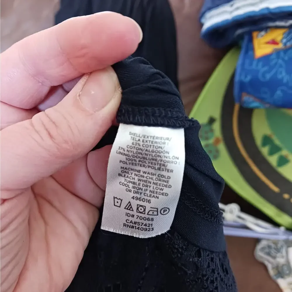 Loft Lace Overlay Tank Top Blouse Navy Blue Size XS - Picture 8 of 8